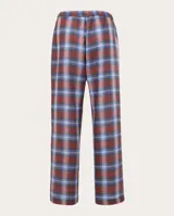 Pantalón de cuadros multicolor, confeccionado en lino, con cintura elástica, corte recto y diseño cómodo y relajado.