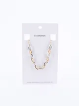 Cadena de eslabones grandes combinados en dorado y plateado.