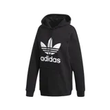 Canguro Adidas Adicolor Trefoil negro con logo blanco estampado en el frente.