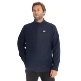 Campera polar de microfibra negra con cierre frontal y logo de Caterpillar bordado en el pecho.