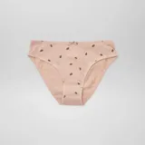 Pack de siete bombachas de algodón con diseños variados, incluyendo estampados de vaquitas de San Antonio, flores y colores lisos, todas con un pequeño lazo decorativo en la cintura.