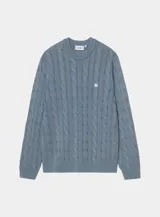 Sweater de punto con diseño de ochos, cuello redondo, mangas largas y corte holgado.