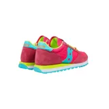 Championes urbanos Saucony modelo Jazz Original, con diseño multicolor en tonos fucsia, celeste y amarillo neón. Presentan una combinación de materiales textiles y gamuza, con suela de goma dentada y entresuela bicolor.