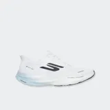 Championes Skechers Aero Spark de running, color blanco con detalles en negro. Cuentan con capellada de malla transpirable, suela Goodyear® Performance y tecnología de amortiguación Hyper Burst.