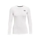 Remera de compresión Under Armour HeatGear de manga larga, color negro con logo blanco en el pecho y cuello redondo con inscripción de la marca.