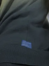 Sweater de punto con cuello redondo y mangas largas, con diseño degradado de verde claro a verde oscuro.