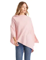 Poncho tejido de punto con diseño asimétrico y aberturas laterales para los brazos.