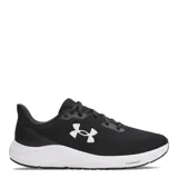 Championes de running Under Armour negros con detalles en azul y logo blanco.