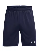Short deportivo Under Armour modelo Golazo 3.0, color azul marino, confeccionado en tejido UA Tech™ ligero y de secado rápido. Presenta cintura elástica con cordón interno, aberturas laterales en el bajo y el logo de la marca estampado en contraste en la pierna.