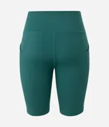 Short ciclista Get Over de microfibra color verde oscuro, de tiro alto y diseño ajustado con bolsillos laterales funcionales.