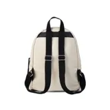 Mochila negra de tela capitoneada con bolsillo frontal amplio y asas ajustables. Incluye compartimento especial para iPad.