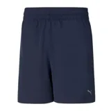Short deportivo Puma de color azul marino, con cintura elástica y logo de la marca estampado en la parte inferior de la pierna.