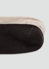 Pack de dos pares de medias tobilleras de tejido acanalado, en color negro y beige, con ribete superior con volados.