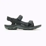 Sandalias de senderismo Merrell Huntington Sport, color negro, impermeables y de material sintético, con tiras ajustables de velcro y suela de goma adherente.