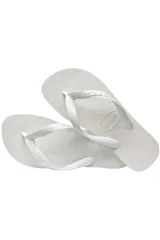 Chancletas Havaianas color dorado con tiras texturizadas y diseño clásico de dedo.