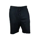 Short deportivo negro de algodón con cintura elástica ajustable con cordón y logo estampado en la pierna izquierda.