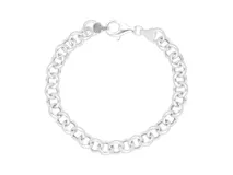 Pulsera de plata 925 con eslabones tipo rolo y cierre de mosquetón.