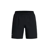 Short deportivo Under Armour Launch 7 negro, de tejido ligero y elástico, con forro interno de malla, cintura elástica con cordón, bolsillos laterales y logo reflectivo.