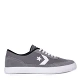 Championes Converse Net Star OX grises con logo lateral blanco y suela blanca.