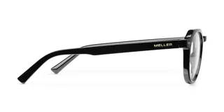 Lentes con protección de luz azul y UV400, con montura geométrica de color negro fabricada en material bio-based.