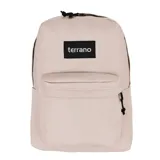 Mochila negra de estilo clásico con compartimento principal amplio, bolsillo frontal con cierre y bolsillos laterales. Incluye división interna para notebook.