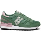 Championes Saucony Shadow Original de dama, color verde con detalles en plateado y rosa.