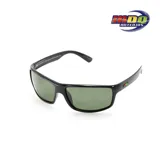 Lentes de sol MDQ Mundaka con montura rectangular negra y cristales verdes.