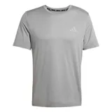 Remera deportiva Adidas Run Ess Tee M de color gris, con diseño de manga corta, cuello redondo y logo reflectante de la marca en el pecho.