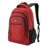 Mochila grande color bordó, con bolsillo lateral de red, dos bolsillos frontales, correas acolchadas ajustables, interior con repartición para notebook y espalda AirFresh.