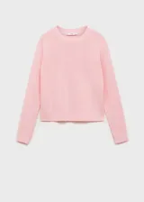 Jersey de punto de cuello redondo y manga larga, con diseño recto y terminaciones en canalé en cuello, puños y ruedo.