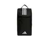 Bolso Adidas para championes, modelo Tiro League. Diseño negro con logo y tres tiras blancas.