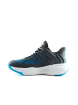 Championes deportivos Umbro para hombre, color gris con detalles en azul y suela blanca y azul.