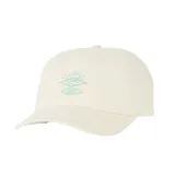 Gorra de visera curva Rip Curl Search Icon, color beige, con bordado frontal en tono verde menta.