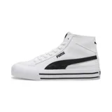 Championes Puma Court Classic Vulc Mid, de caña media, color blanco con detalles en negro.