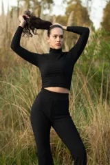 Calza Oxford negra de jersey fantasía.