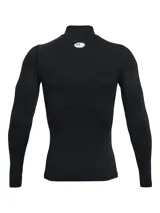 Remera térmica de compresión Under Armour modelo HG ARMR Comp Mock LS, color negro, de manga larga y cuello alto con el logo de la marca estampado en blanco. Confeccionada en tejido técnico con paneles de malla para ventilación.