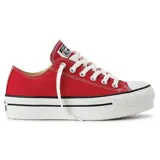 Championes Converse Chuck Taylor All Star con plataforma, color rojo y cordones blancos.