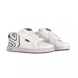 Championes urbanos Etnies modelo Fader, color blanco con detalles en azul marino y suela marrón.