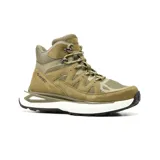 Bota casual Hi-Tec Kelton color gris claro, de caña media, con capellada de gamuza y detalles en mesh. Cuenta con cuello acolchado, plantilla con memory foam y suela de goma con diseño texturizado.