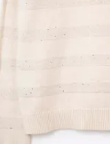 Buzo color beige con lentejuelas bordadas, marca Q2.