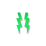 Par de aros colgantes con forma de rayo color verde brillante.