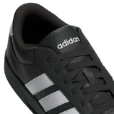 Championes Adidas Breaknet 3.0, color negro con las tres tiras blancas clásicas de la marca.