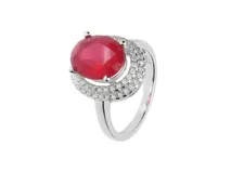 Anillo de plata 925 con raíz de rubí y circonias.