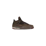 Championes Jordan 4 Retro SP en colaboración con A Ma Maniére, color marrón oscuro (Dark Mocha) con detalles en burdeos y suela con amortiguación Air visible.