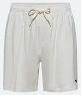 Bermuda de corte casual confeccionada en una mezcla de viscosa y cáñamo, con textura ligera. Presenta cintura elástica con cordón ajustable, bolsillos laterales y una pequeña etiqueta decorativa en el ruedo.