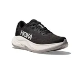 Championes de running Hoka Rincon 4, color negro con logo blanco en el lateral y entresuela gruesa blanca con detalles grises en la suela.