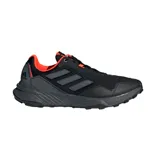 Championes Adidas de trail running para hombre, color negro con detalles en gris y naranja.