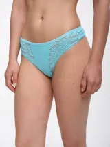 Colaless color beige con detalles de encaje floral en los laterales.