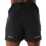 Short deportivo Asics de hombre, color negro, con cintura elástica y logo reflectivo en la pierna.