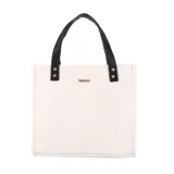 Bolso tipo tote con estampado de piel de serpiente en tonos grises y negros, con doble asa de hombro en cuero sintético negro.